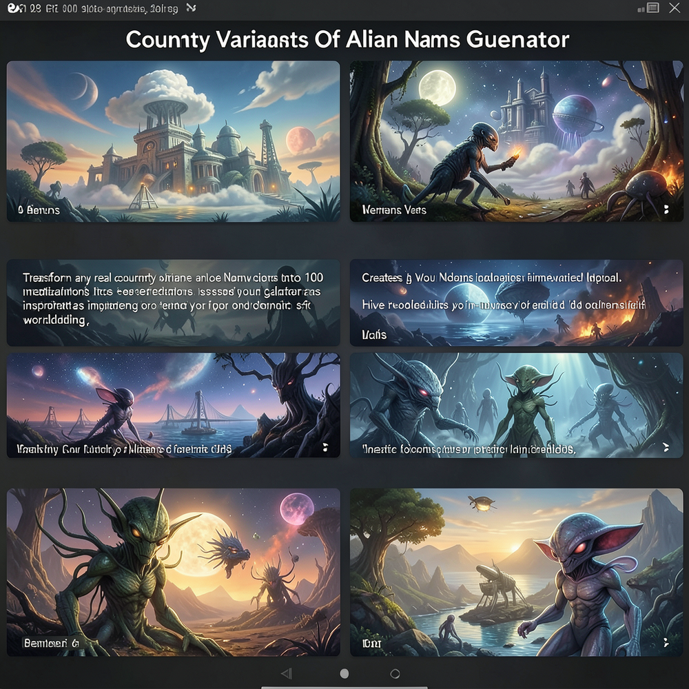Country Variants Of alien Names Generator website