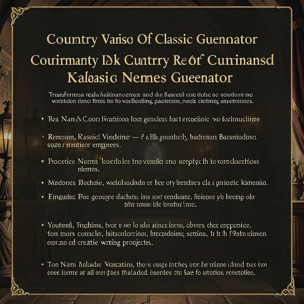 Country Variants Of Classic Names Generator website