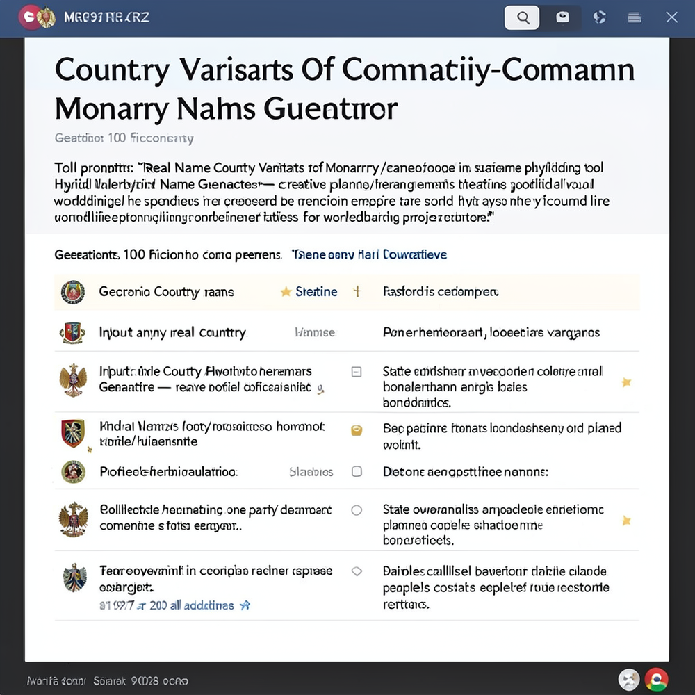Country Variants Of Communist-Monarchy Names Generator website