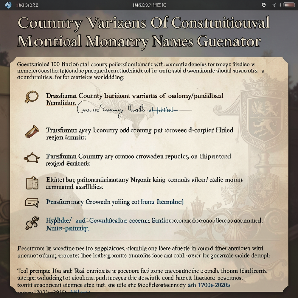 Country Variants Of Constitutional Monarchy Names Generator website