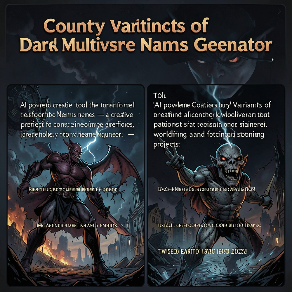 Country variants of dark multiverse names Generator website