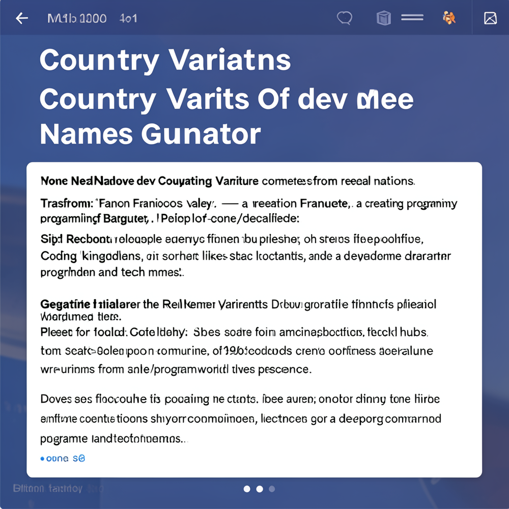 Country Variants Of Dev Names Generator website
