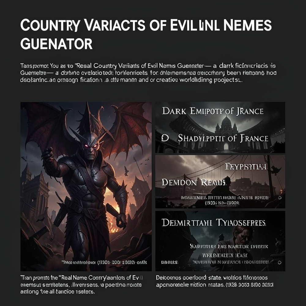 Country Variants Of Evil Names Generator website