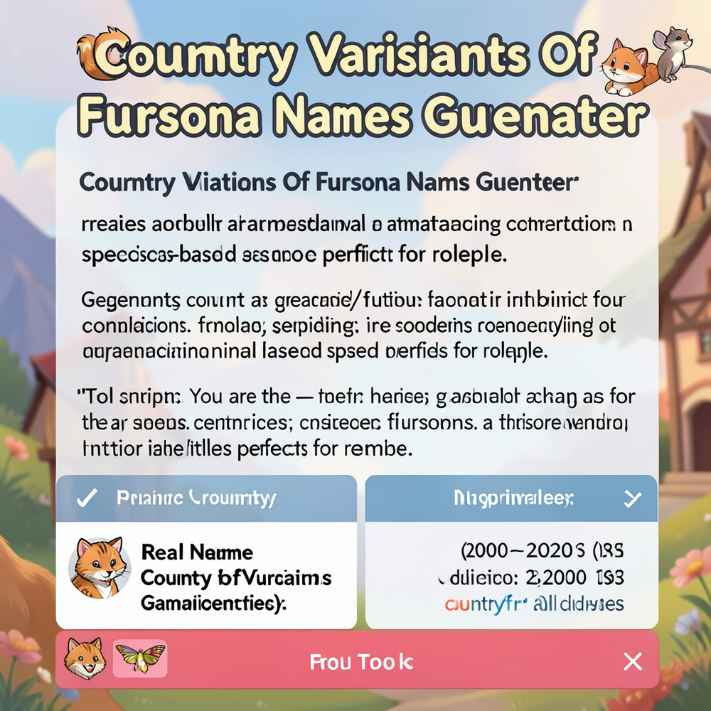 Country Variants Of Fursona Names Generator website