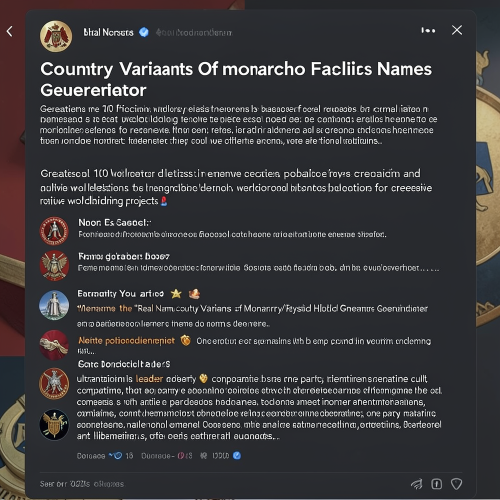 Country Variants Of monarcho fascism Names Generator website