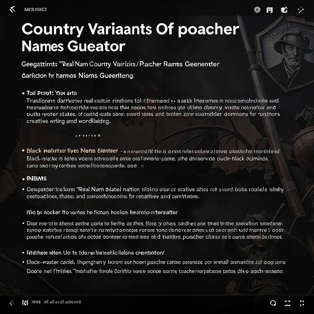 Country Variants Of Poacher Names Generator website
