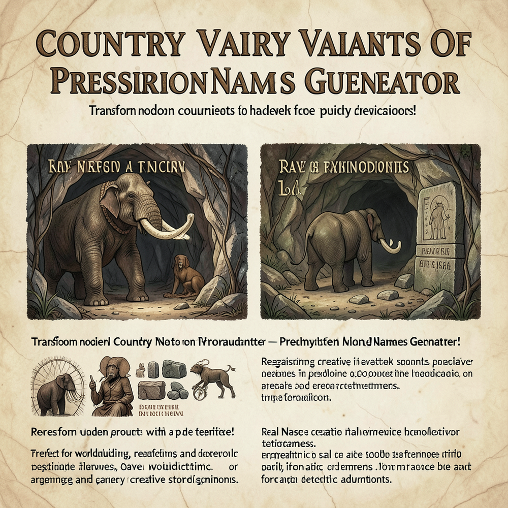 Country Variants Of Prehistoric Names Generator website