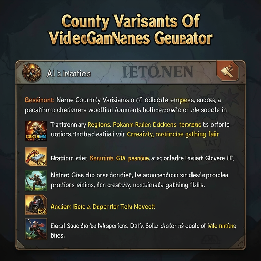 Country Variants Of VideoGame Names Generator website