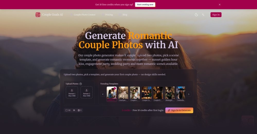 Couple Goals AI website