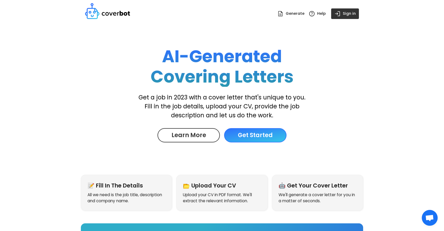 CoverBot website