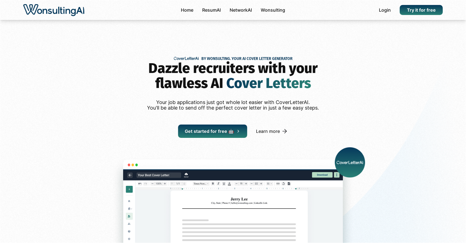 CoverletterAI by Wonsulting