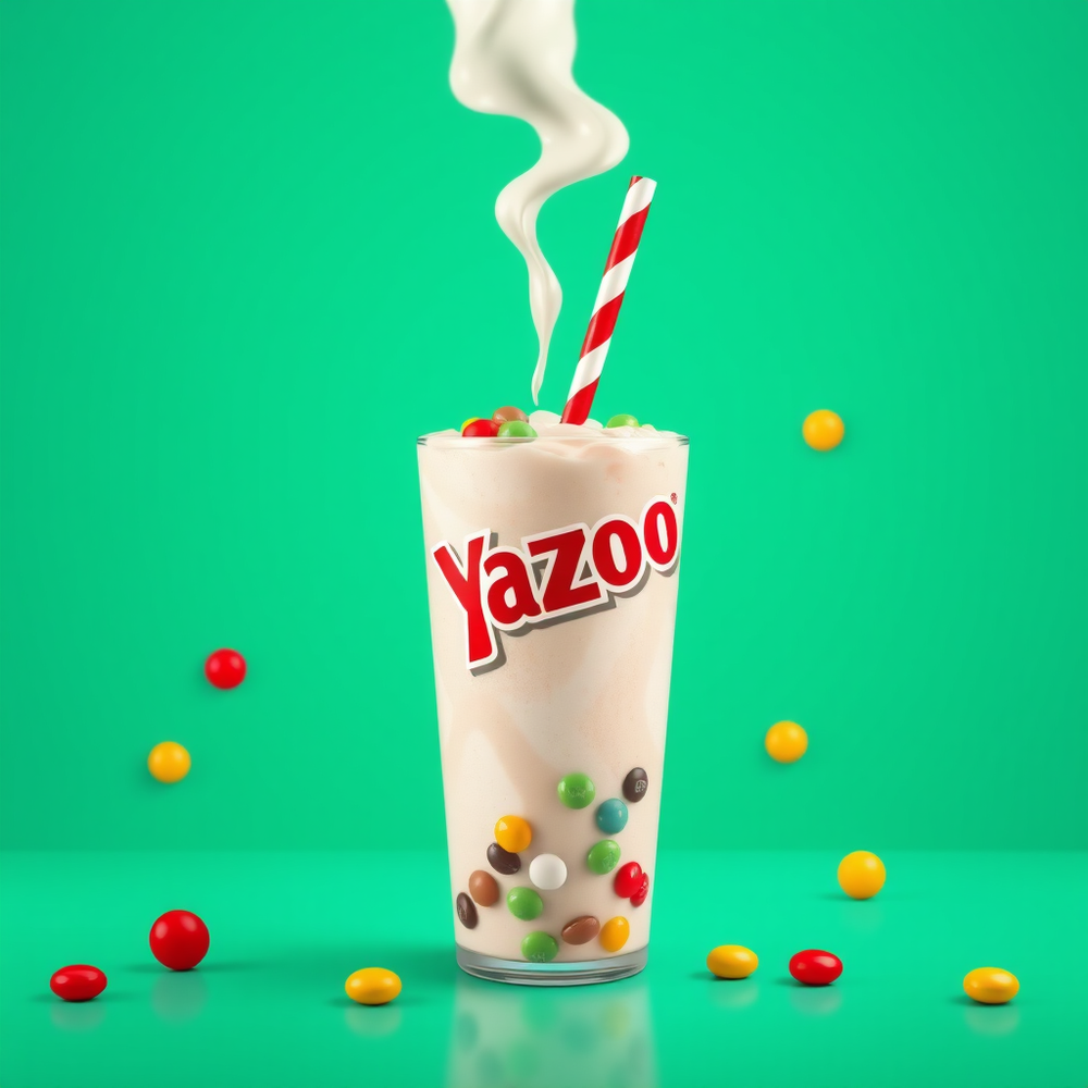 Crafting a new Yazoo  milkshake flavour line by foraging for fresh spring ingredients complemented by a packet of M&M's milkshake flavour. website
