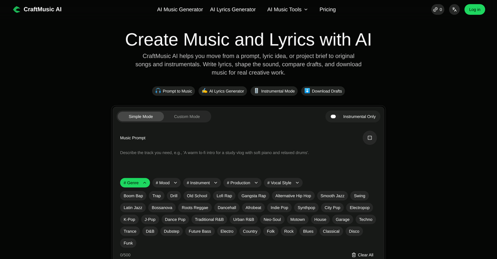 CraftMusic AI website