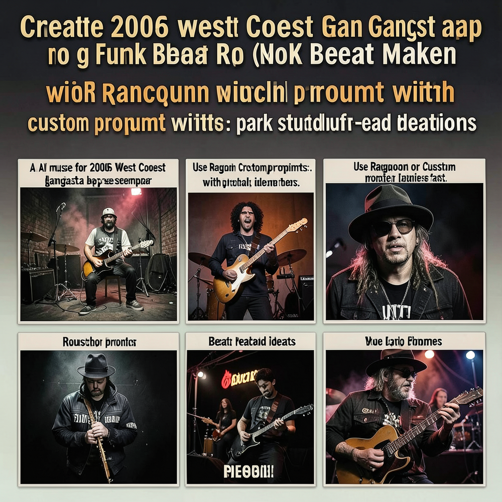 Create 2006 west coast gangsta rap no g funk beat maker with random prompt with custom prompt with latest prompt creations website
