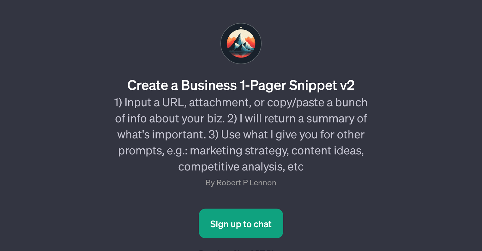 Create a Business 1-Pager Snippet v2 website