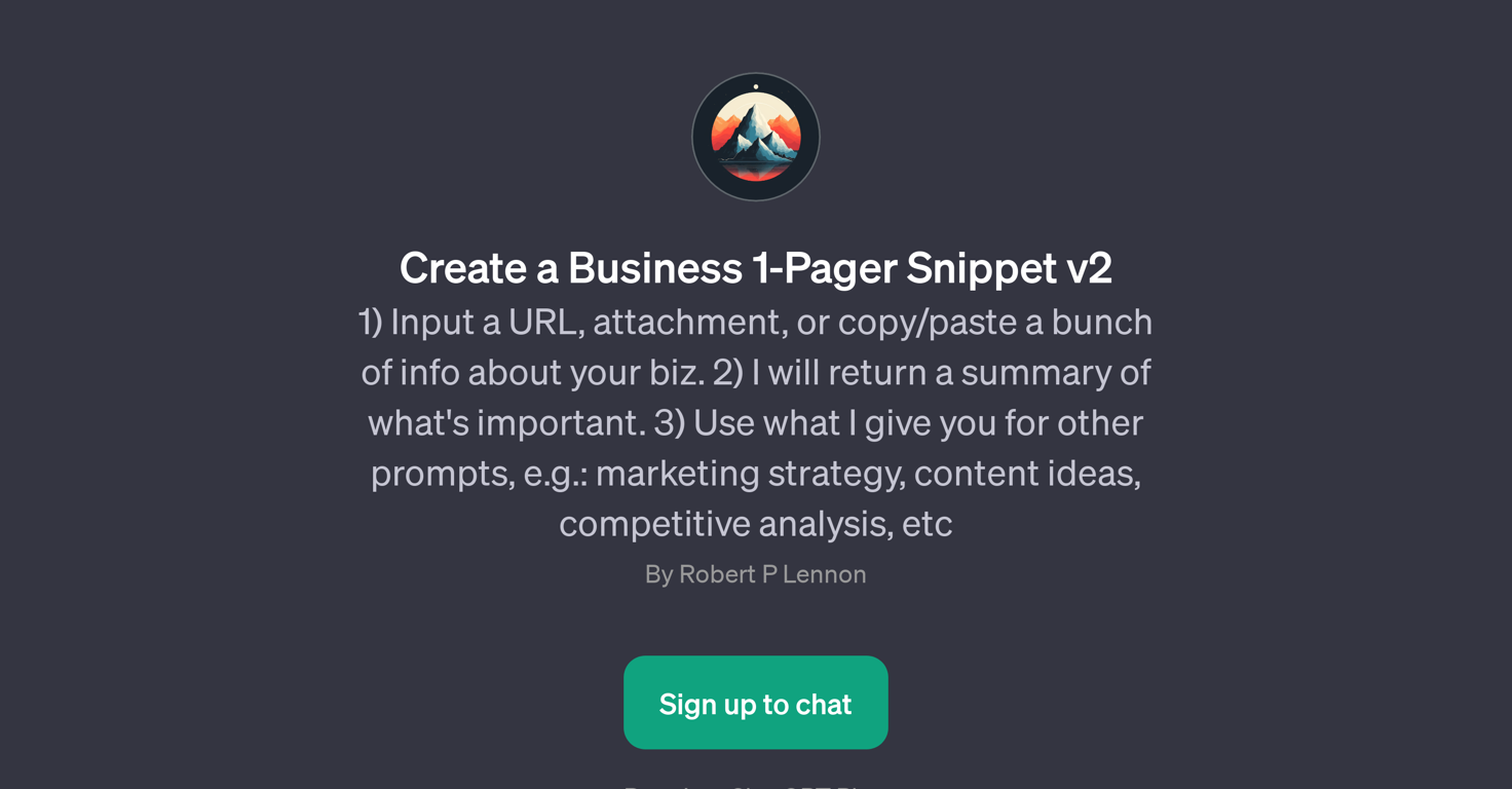 Create a Business 1-Pager Snippet v2 website