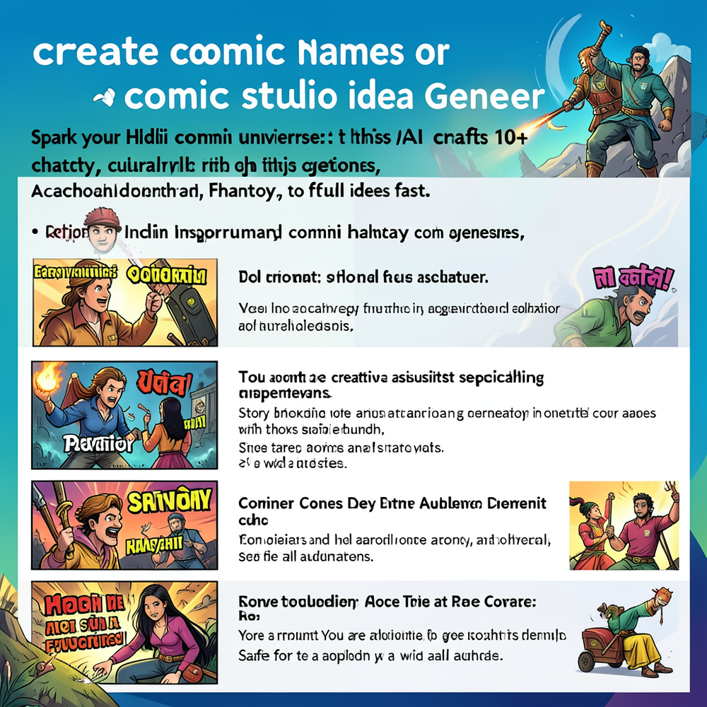 create comic names for hindi  comic studio  idea gener website