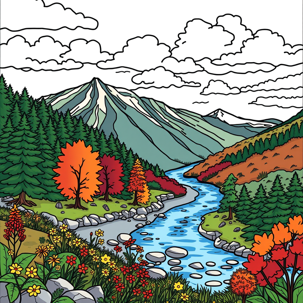 create nature landscape all season coloring book website