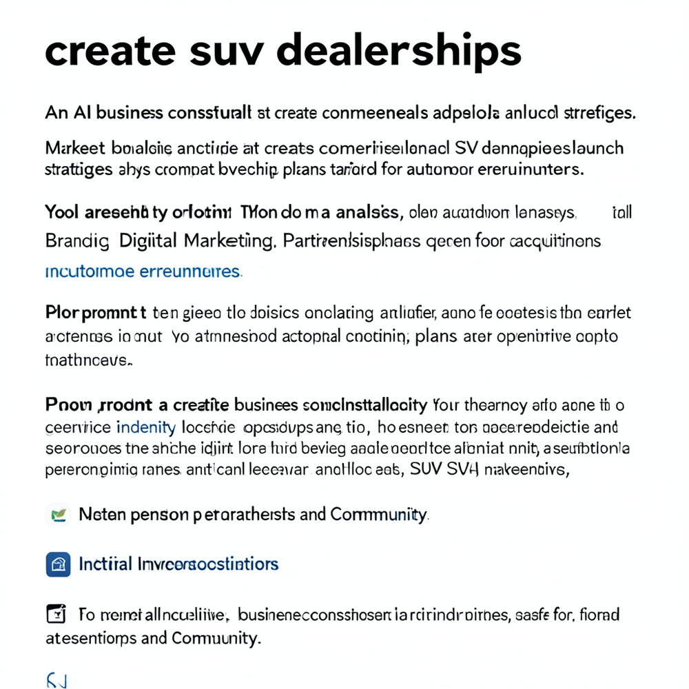 create suv dealerships website