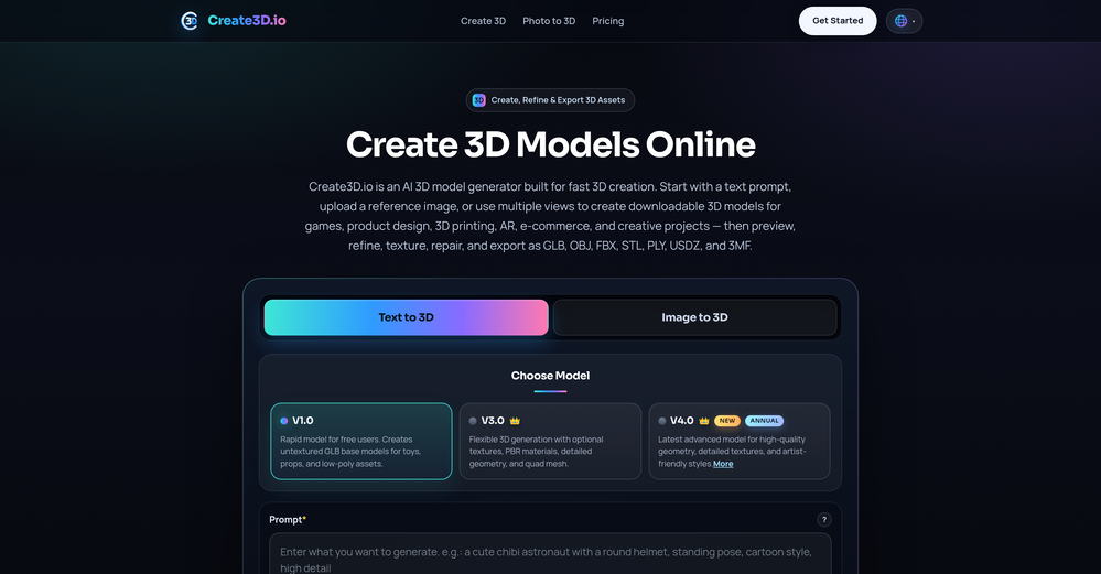 Create3D.io website