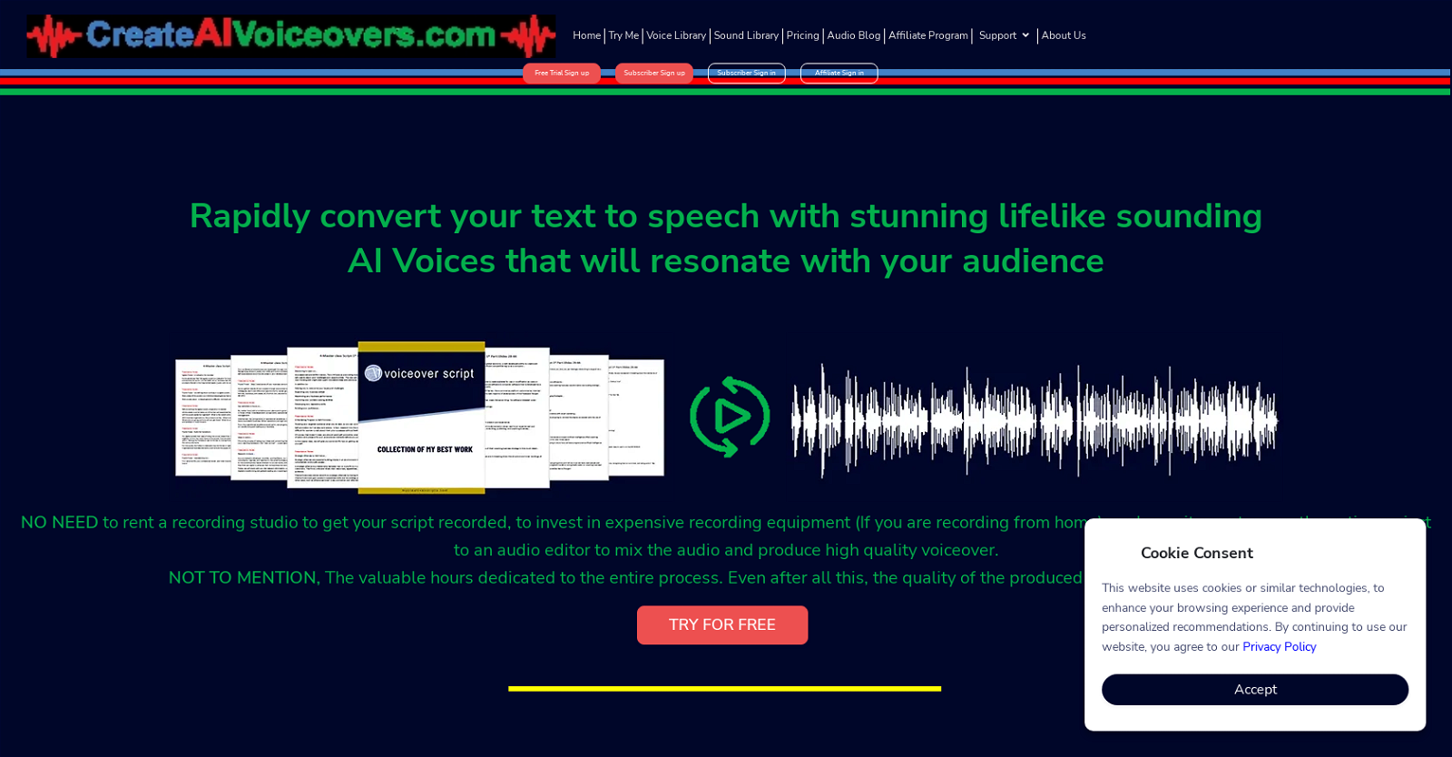 Createaivoiceovers website