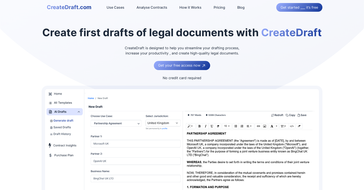 CreateDraft website