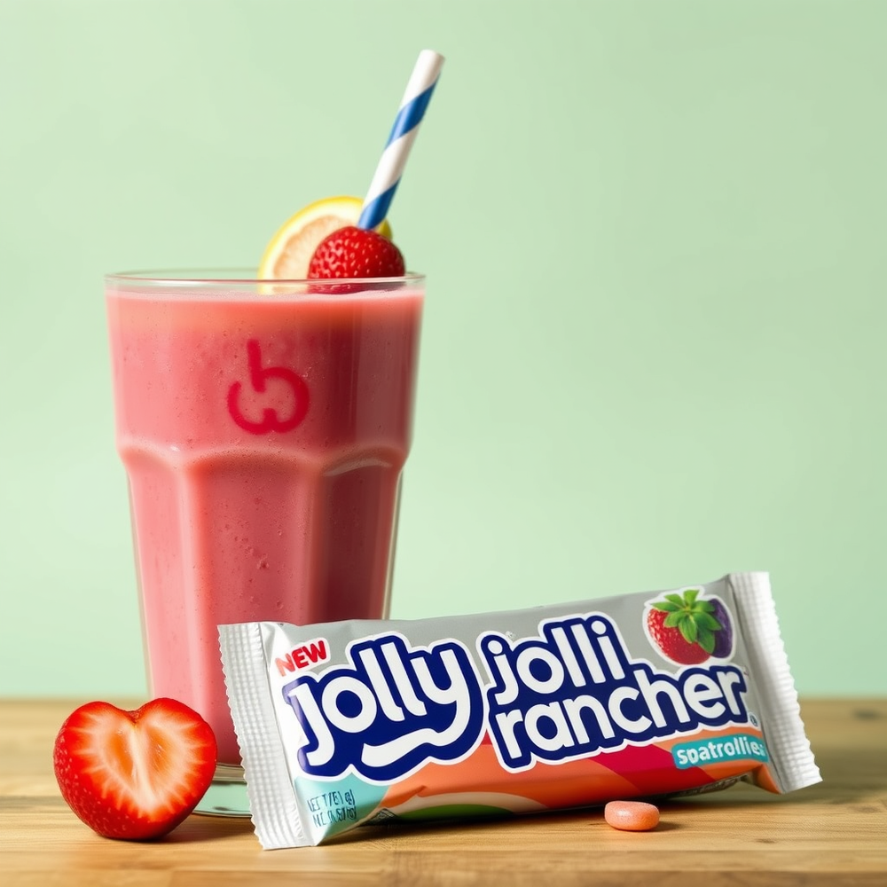 Creating a new smoothie flavor range by foraging for fresh spring produce, accompanied by a packet of Jolly Ranchers candies that taste like smoothies. website