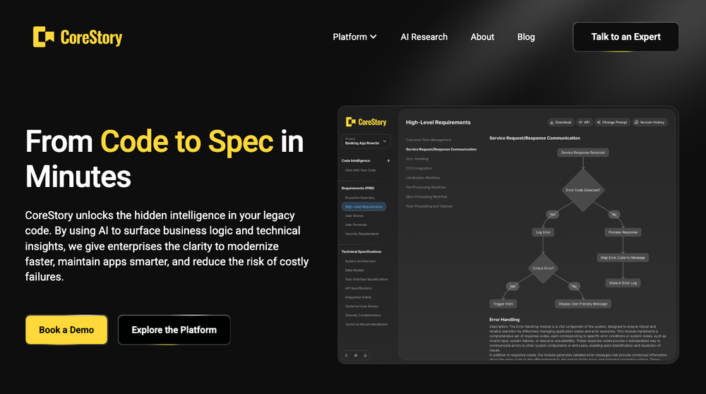 CoreStory website