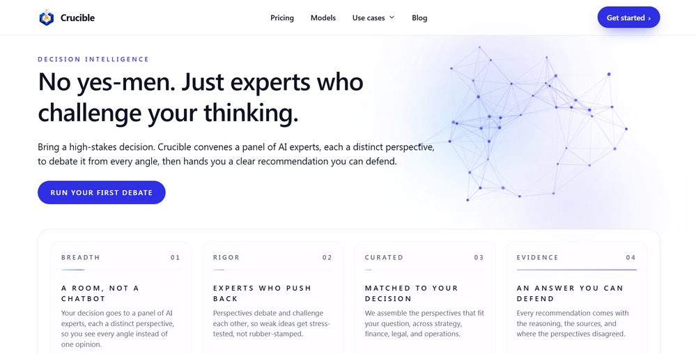 Crucible AI Braintrust website