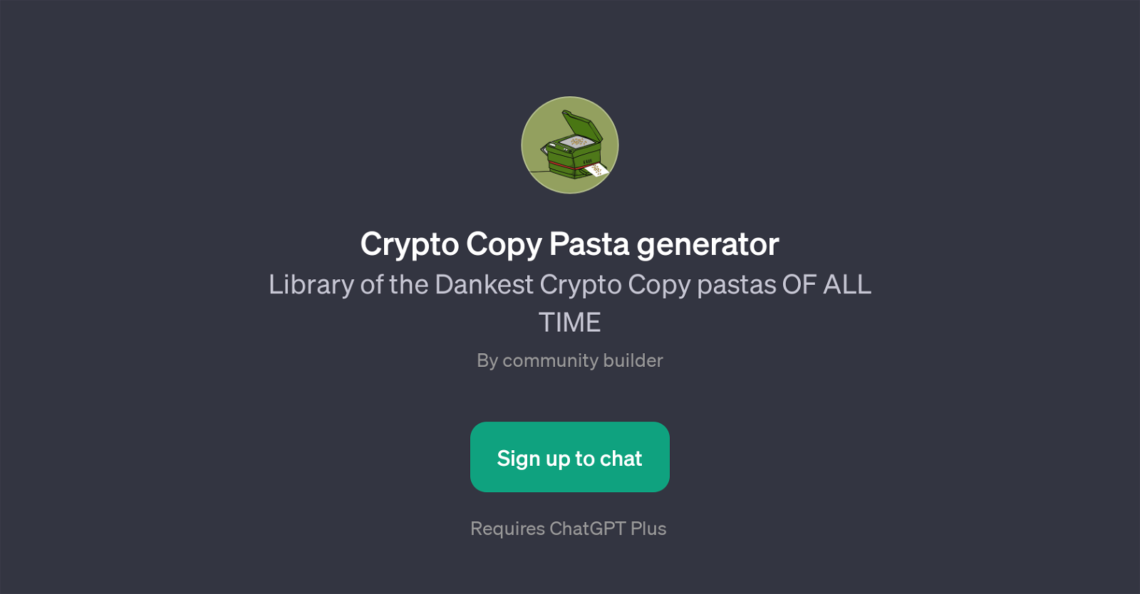 Crypto Copy Pasta Generator website