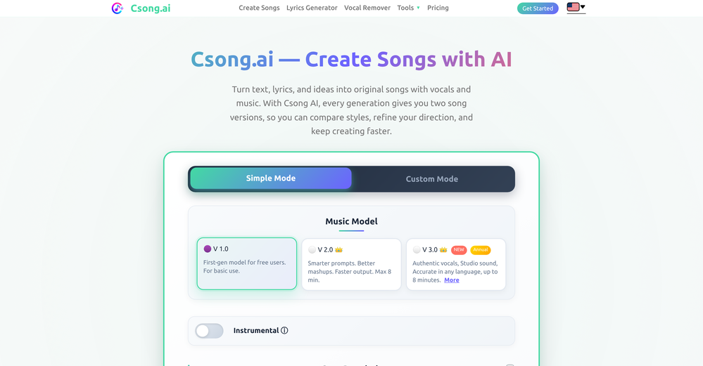 Csong AI website