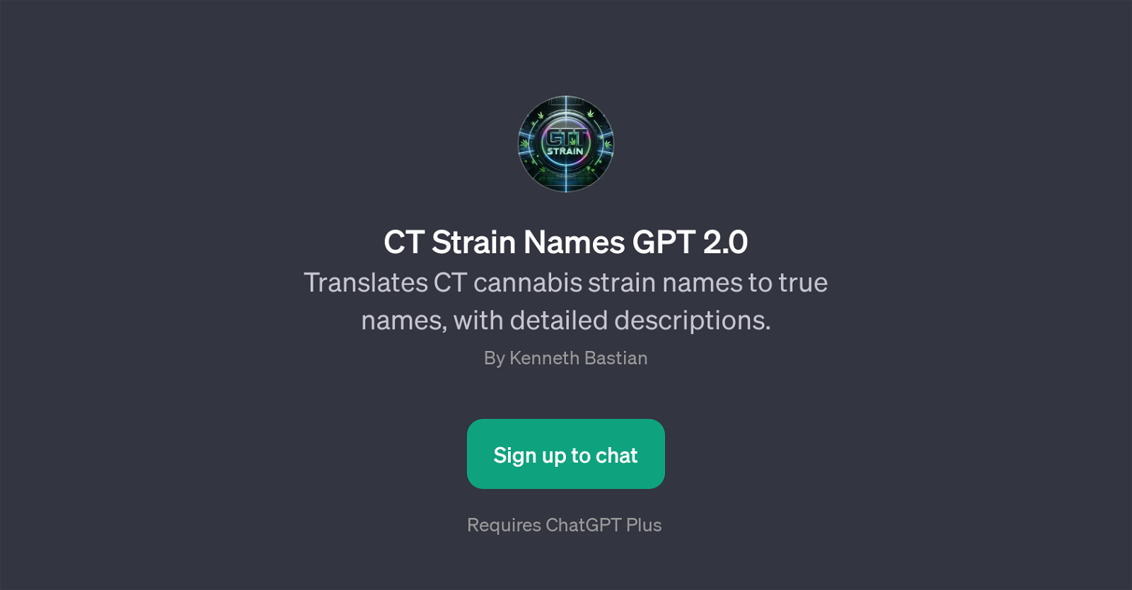 CT Strain Names GPT 2.0 website