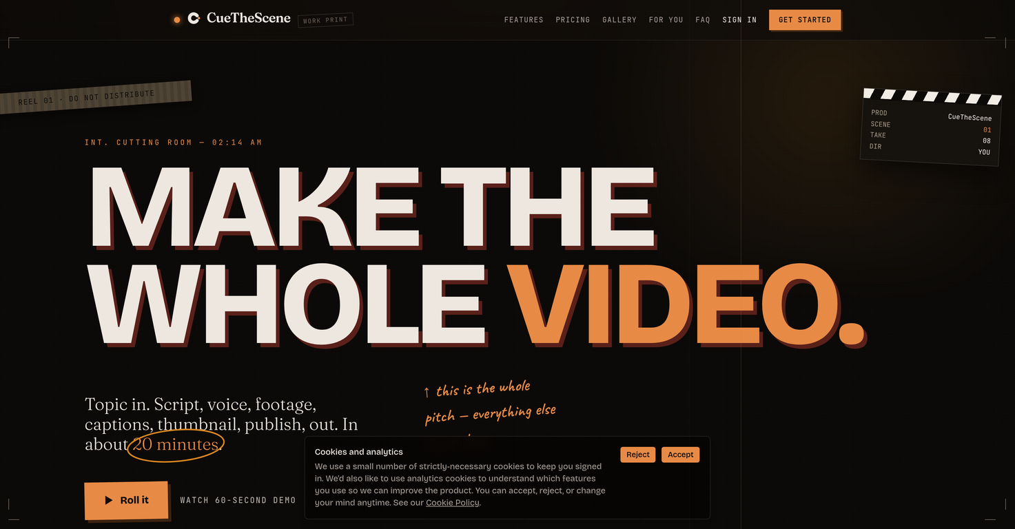 CueTheScene website