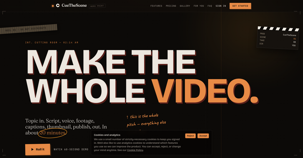 CueTheScene website