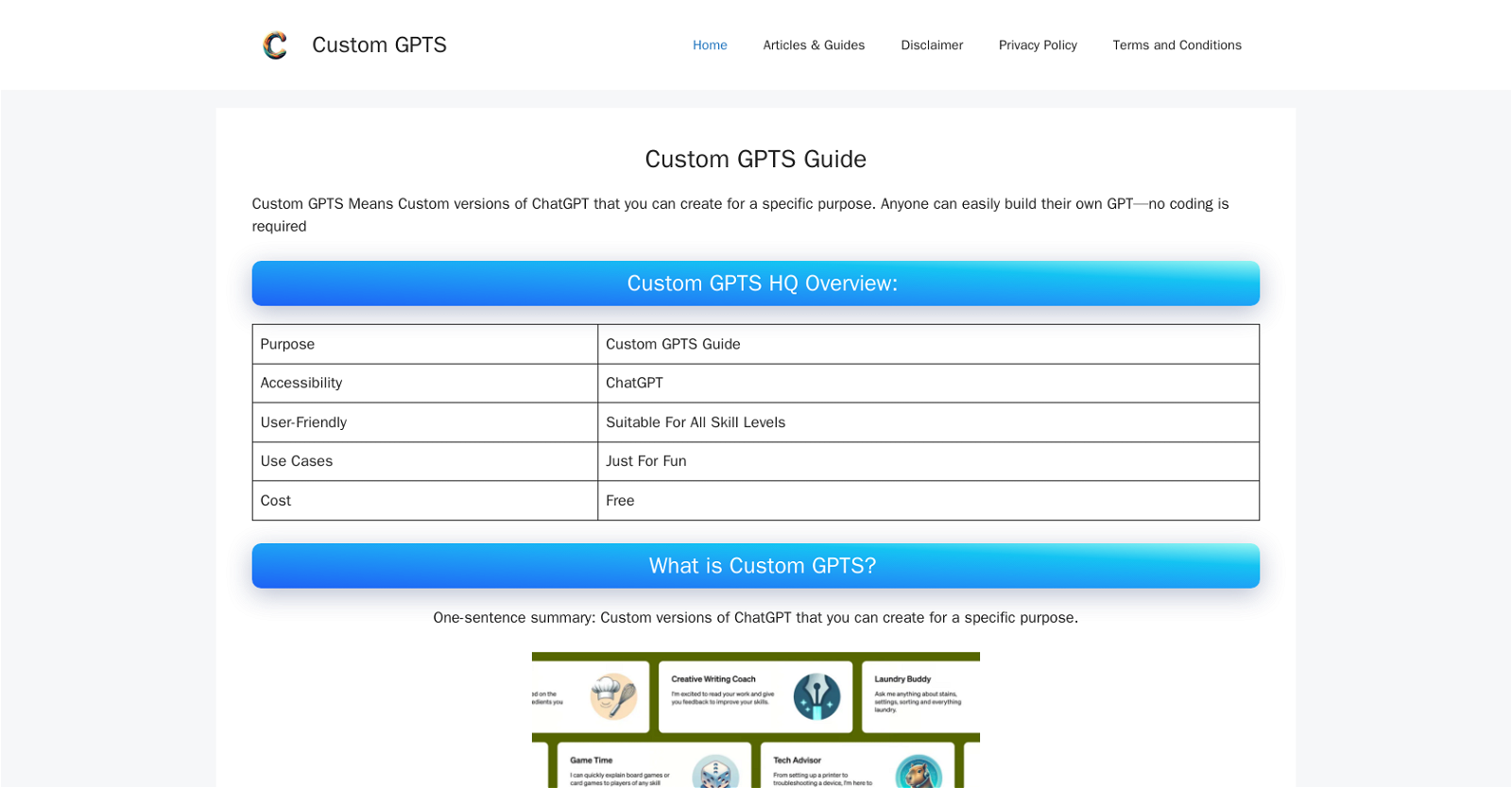 CustomGPTS website