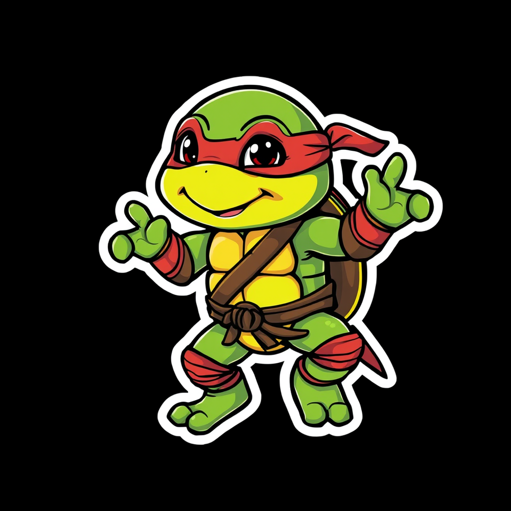 Cute teenage mutant  ninja  turtle sticker on black background website