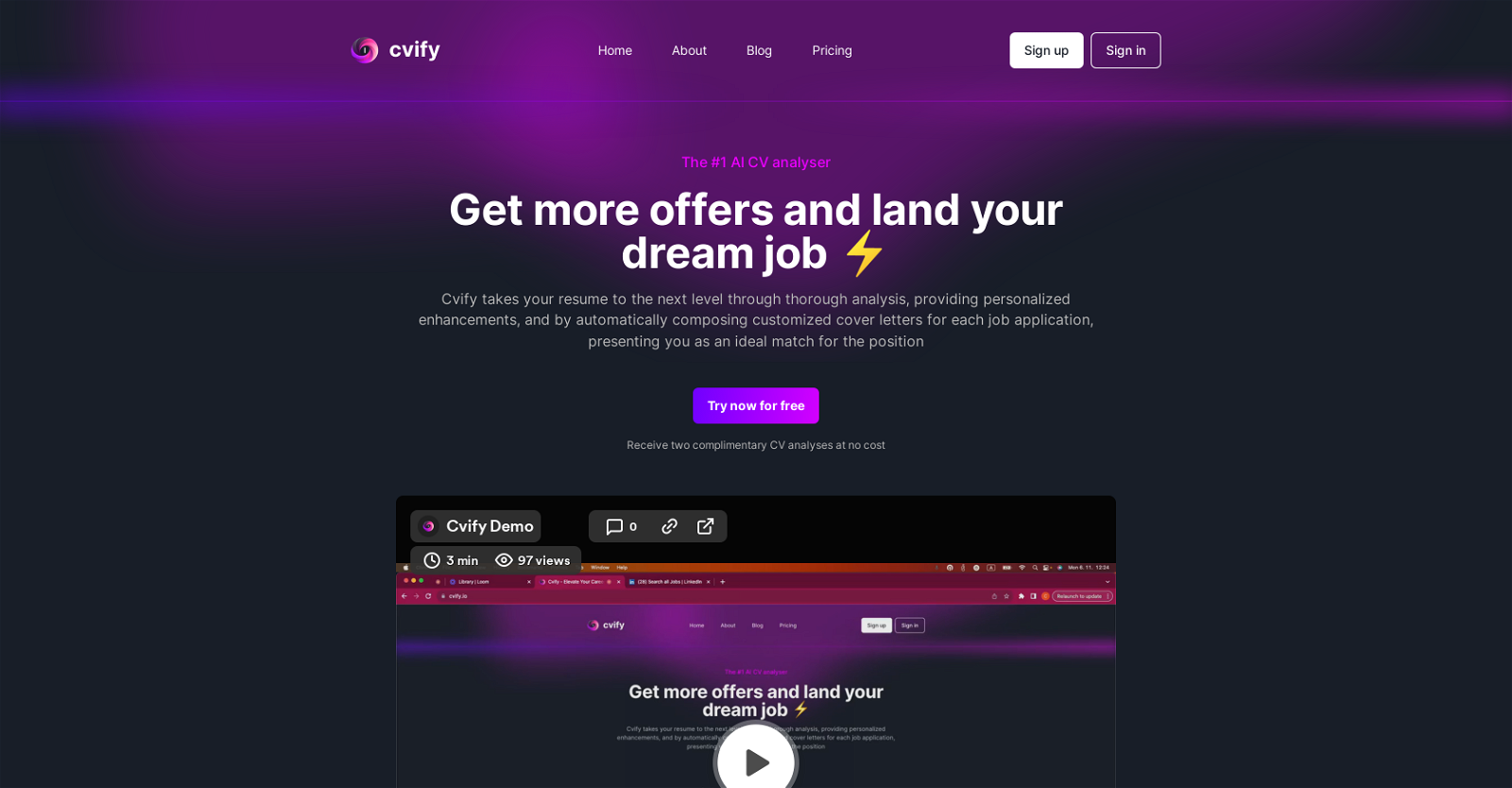 Cvify website