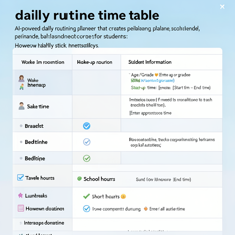 daily routine time table website
