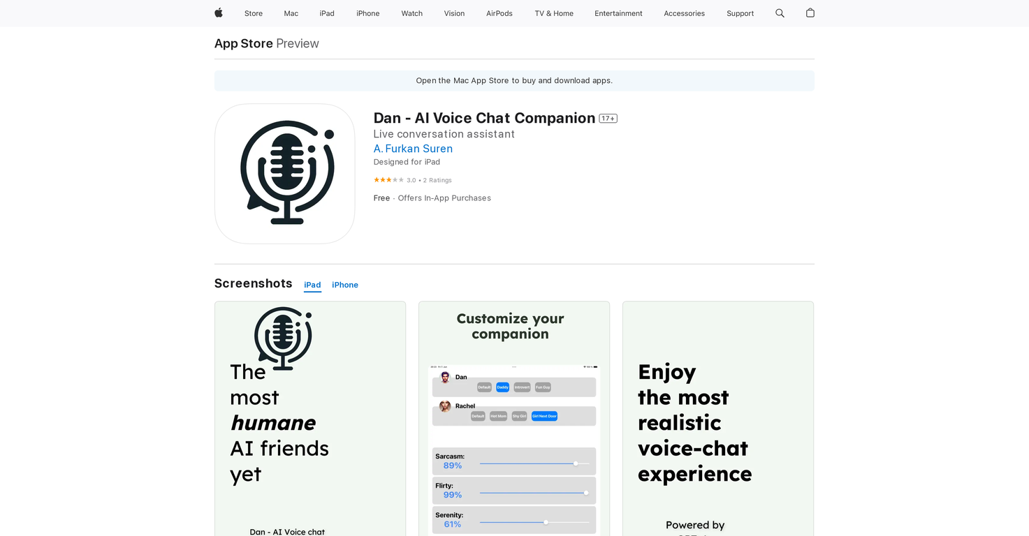 Dan - AI Voice Chat Companion website