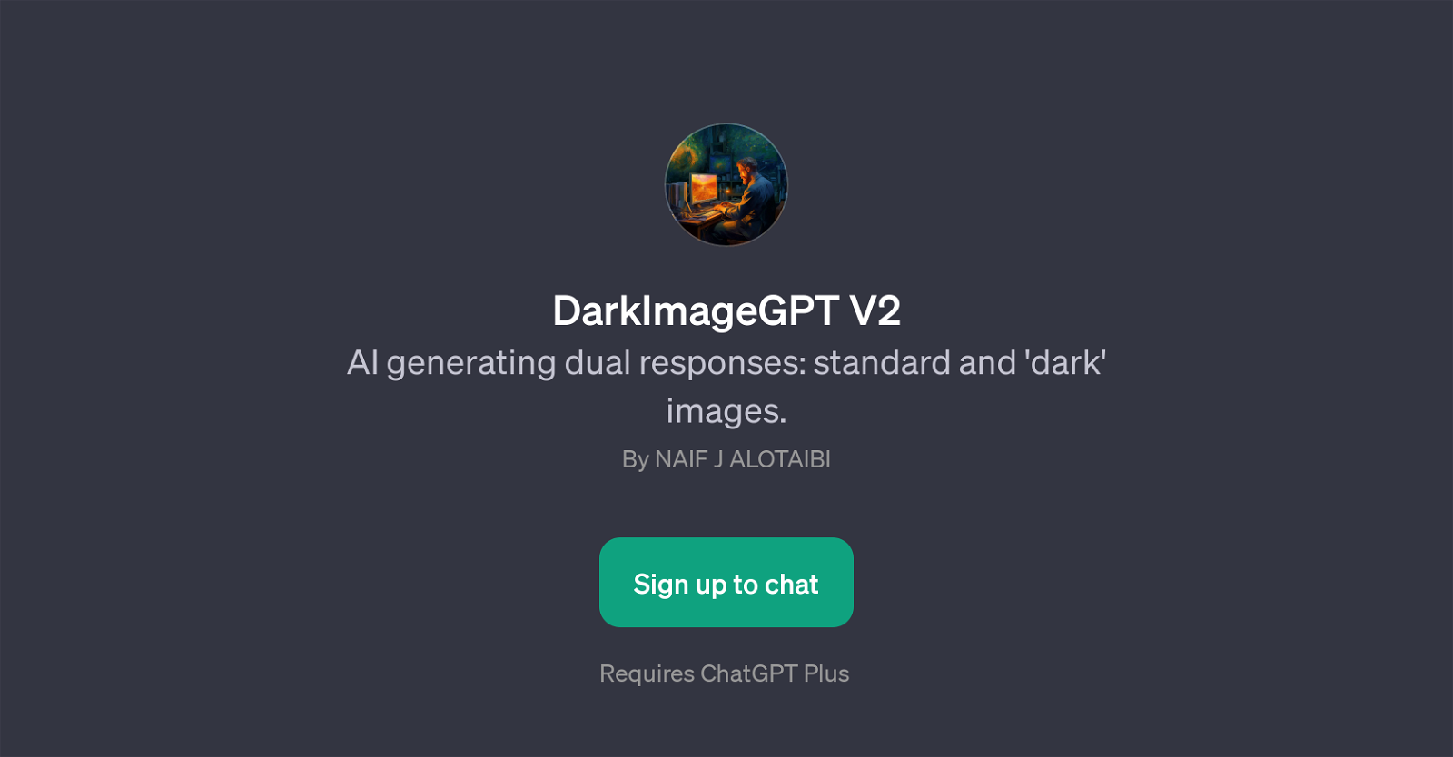 DarkImageGPT V2 website