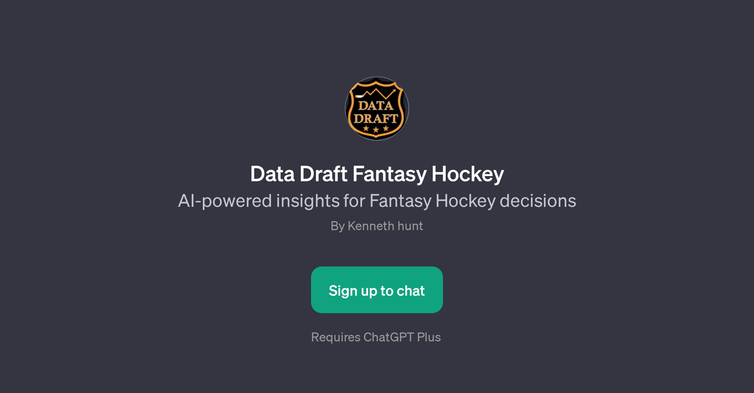 Data Draft Fantasy Hockey website