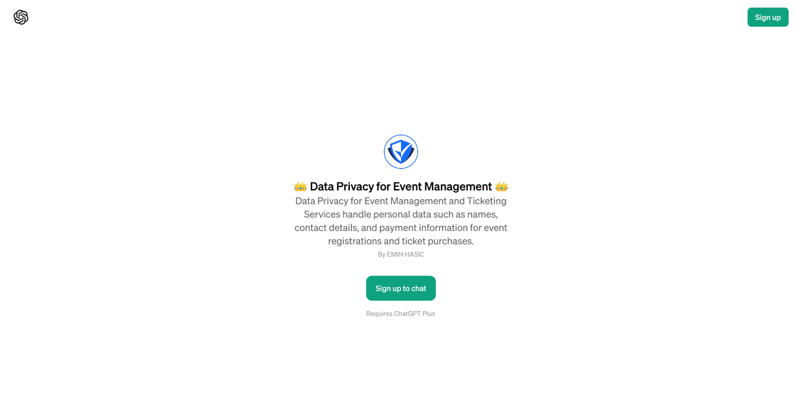 Data Privacy for Event Management GPT website