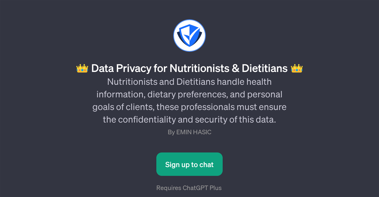 Data Privacy for Nutritionists & Dietitians GPT website