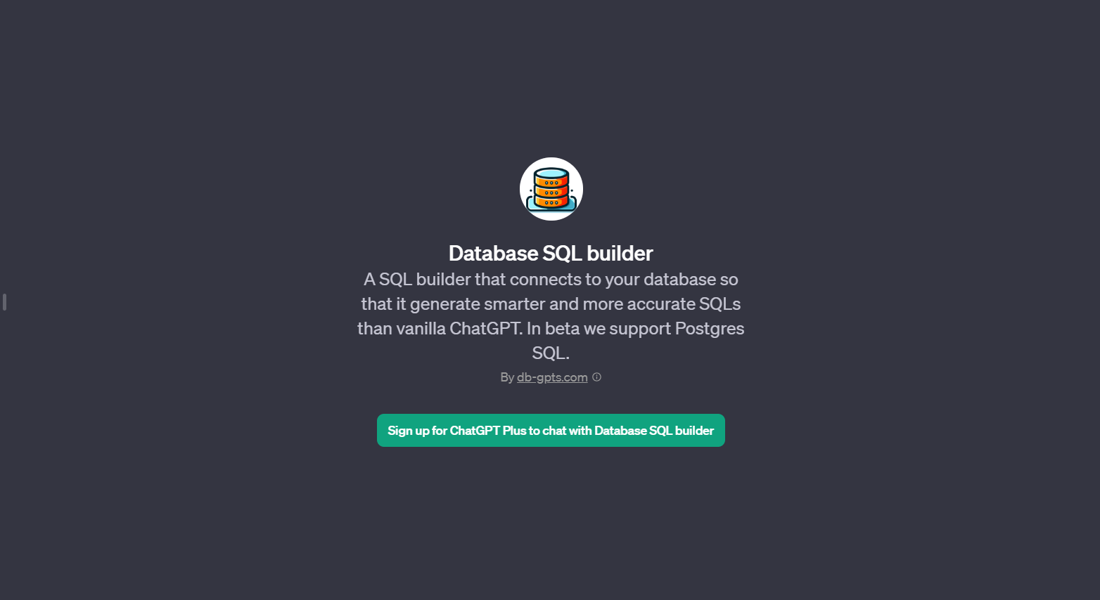 Database SQL Builder GPT website