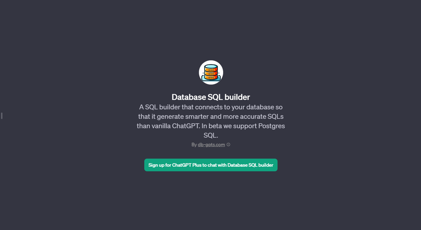 Database SQL Builder GPT website