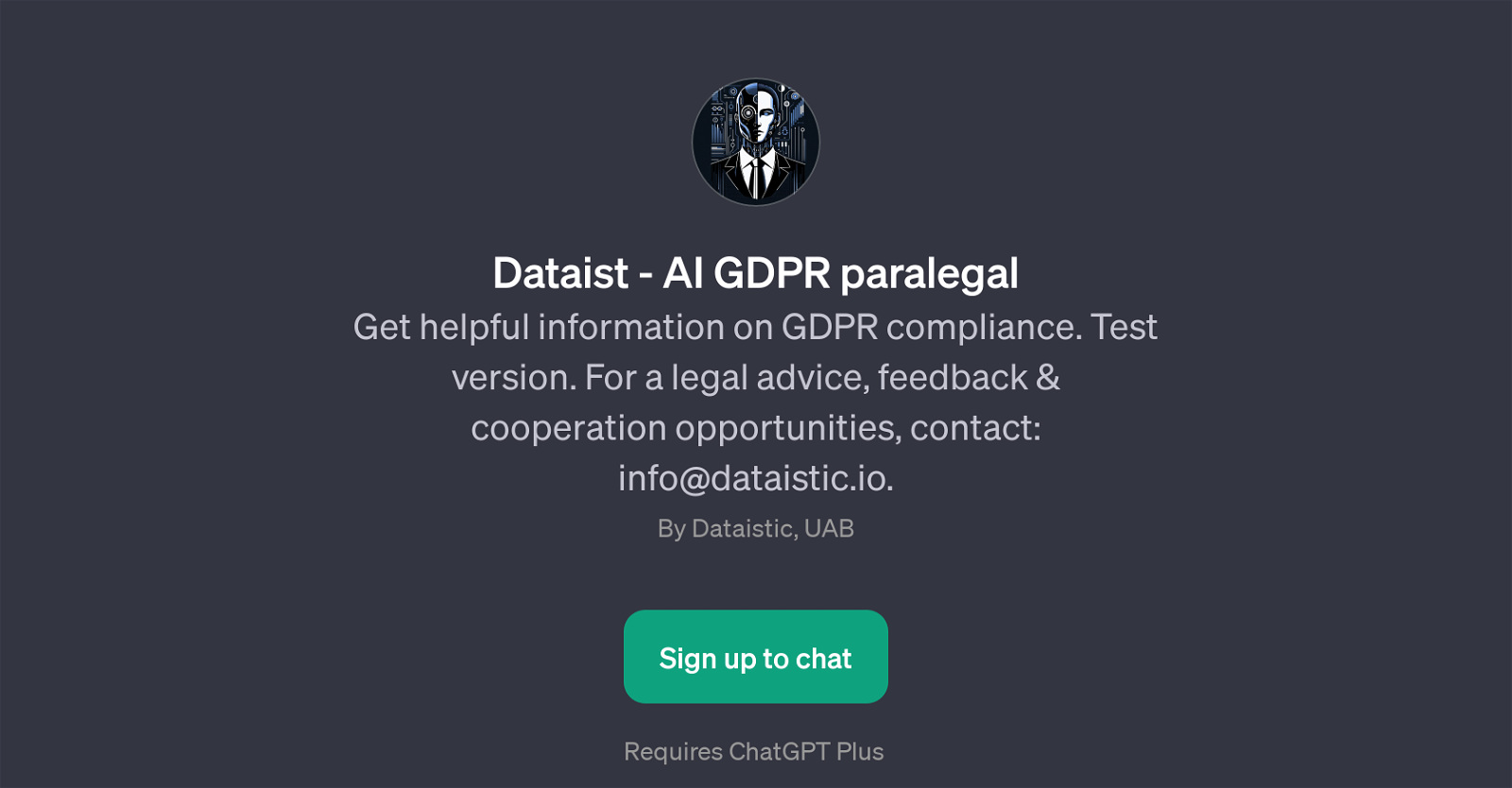 Dataist - AI GDPR Paralegal website