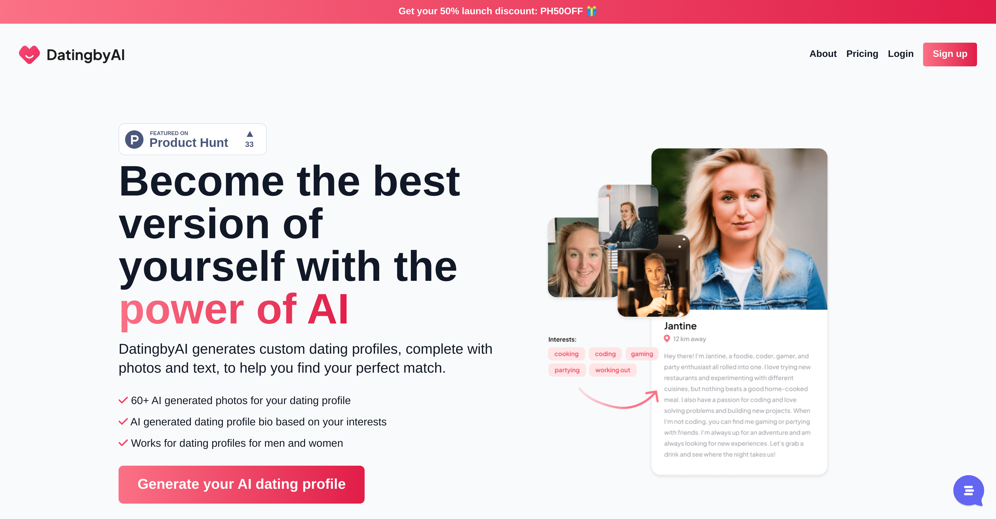 DatingbyAI website