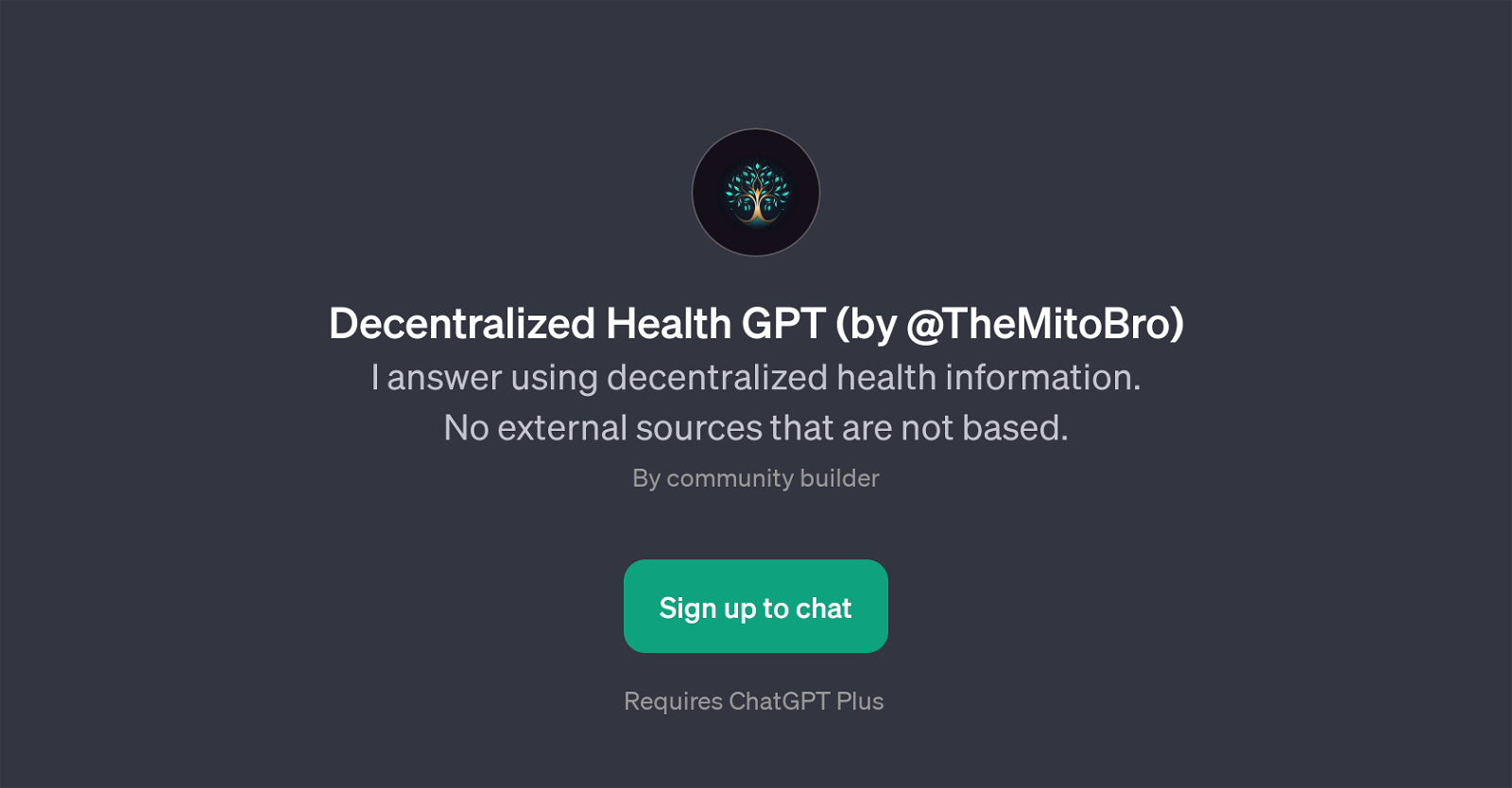 Decentralized Health GPT (by @TheMitoBro) website