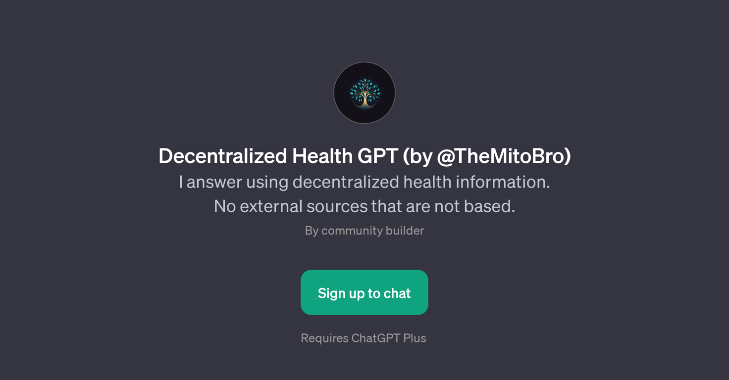 Decentralized Health GPT (by @TheMitoBro) website