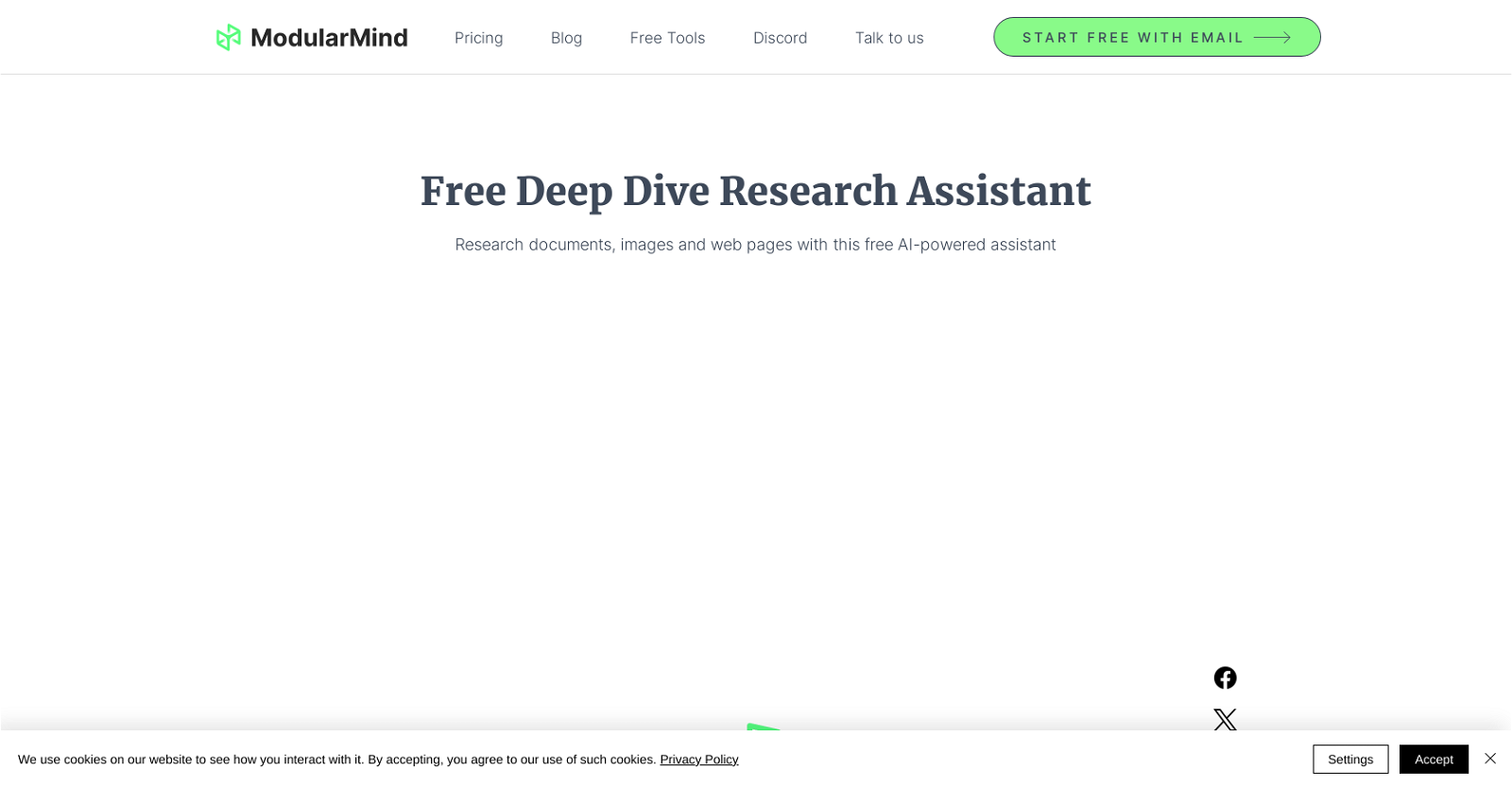 Deep Dive Research Assistant website